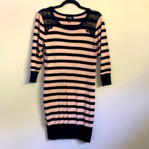 Sweater dress. Pink and black striped.